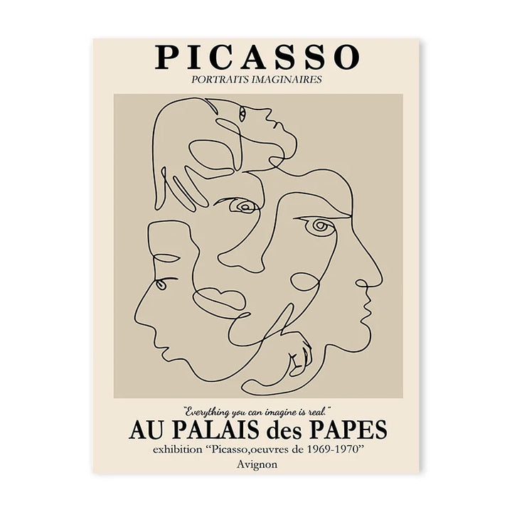 Abstract Beige Matisse Line Art Canvas for Modern Decor