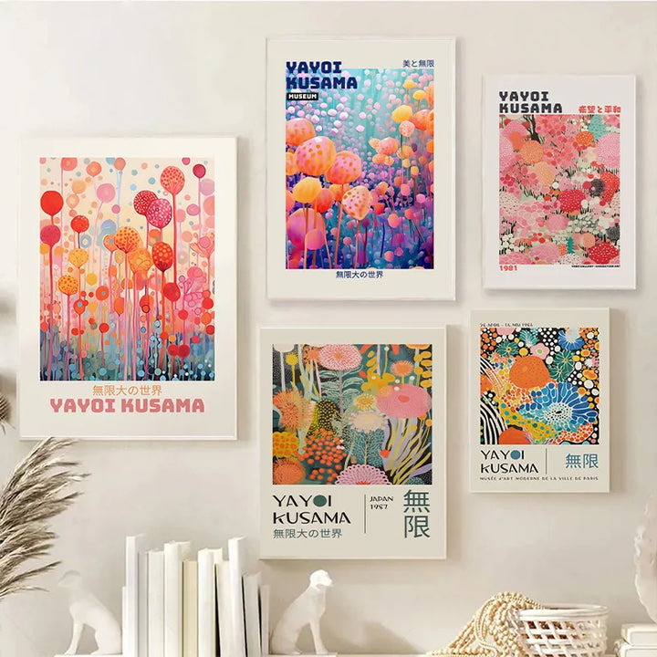 Yayoi Kusama Jellyfish Canvas – Colorful Nordic Wall Art