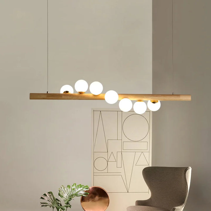 Nordic Wood Pendant Light – Modern Chandelier for Dining Room, Kitchen Island, Bedroom or Living Space (2/5/7 Heads)