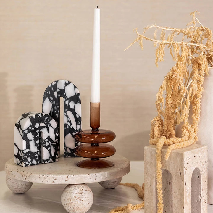 Minimalist Travertine Sculpture – Luxury Marble Home Décor