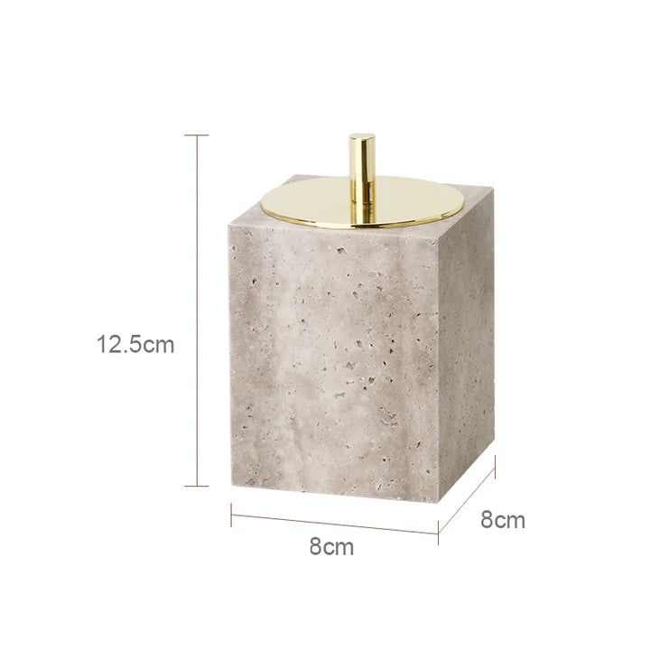 Grigio Travertine Bathroom Set – Antique Natural Stone Accessories with Soap Dispenser, Tray, Diffuser & More