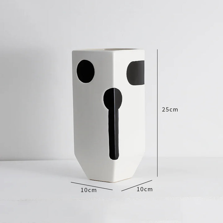 Black & White Striped Ceramic Vase – Modern Home Decor