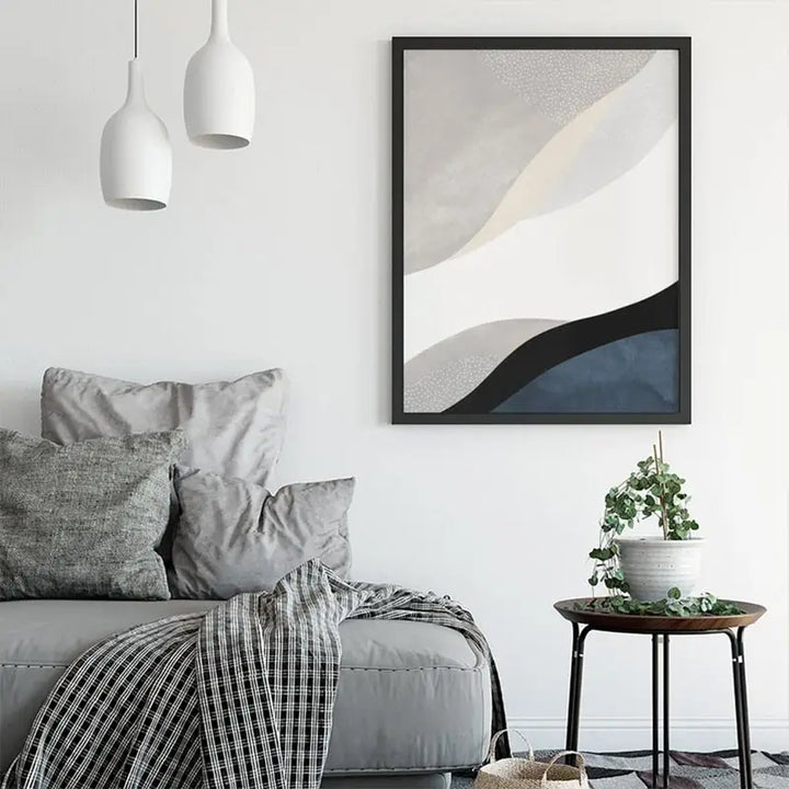 Navy Blue Abstract Canvas Print – Modern Wall Art Decor