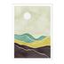 Boho Sunrise Landscape Canvas Print – Abstract Green & Orange Mountain Sun Wall Art for Living Room | Unframed Modern Poster Decor