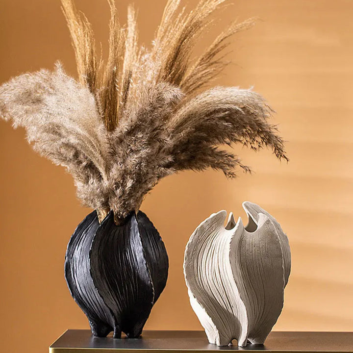 Ceramic Coastal Vase – Nordic Starfish & Waves Decor