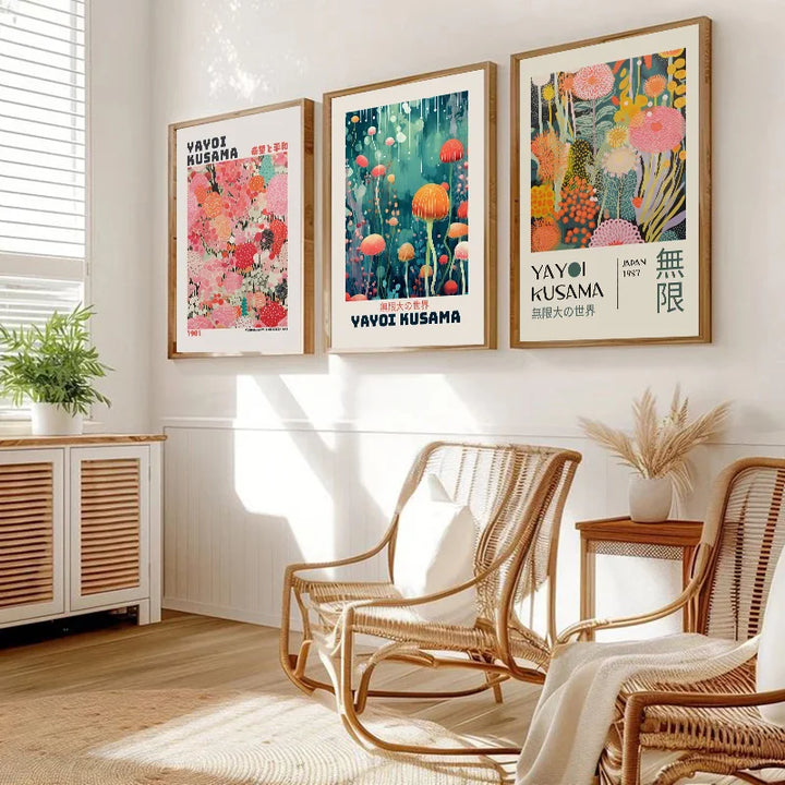 Yayoi Kusama Jellyfish Canvas – Colorful Nordic Wall Art