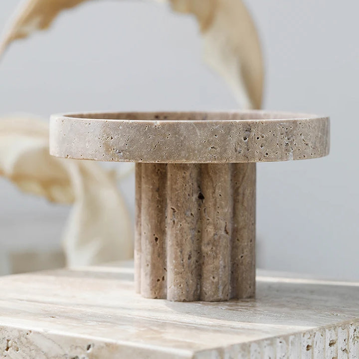 Luxury Marble Tray with Legs – Travertine Decorative Dish