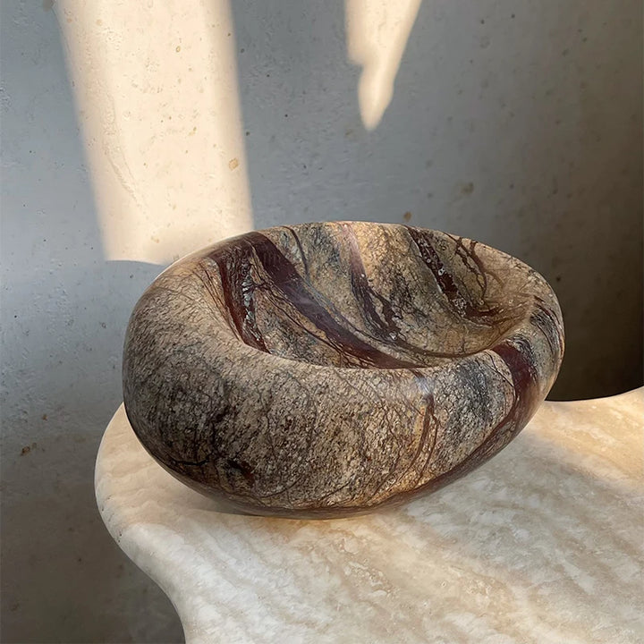 Brown Marble Bird’s Nest Bowl for Decor & Storage