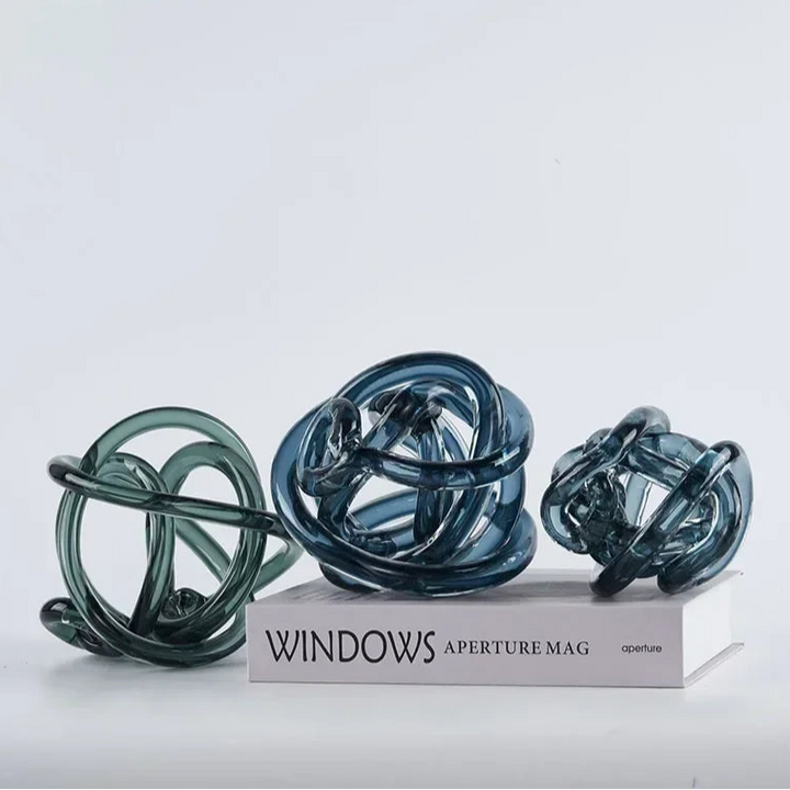 Transparent Glass Knot Sculpture – Modern Art Ornament