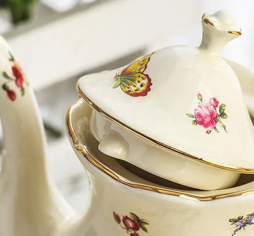 Vintage Lemon Porcelain Coffee Mug with Tray