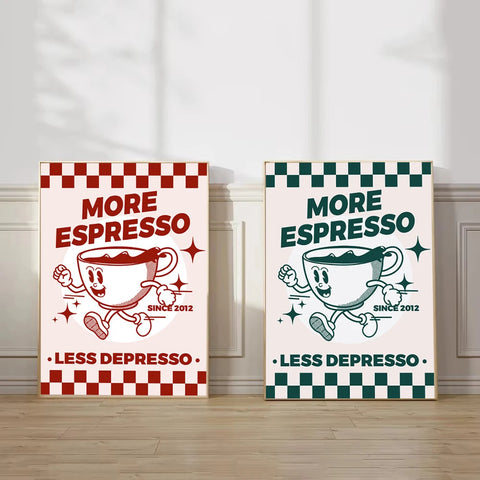 More Espresso Less Depresso Coffee Canvas – Kitchen Wall Art