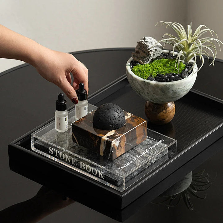 Black Lava Stone Diffuser with Marble Base – Luxury Home SPA