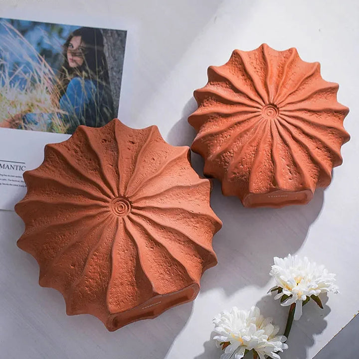 Shell Shaped Ceramic Vase – Minimalist Orange Home Decor