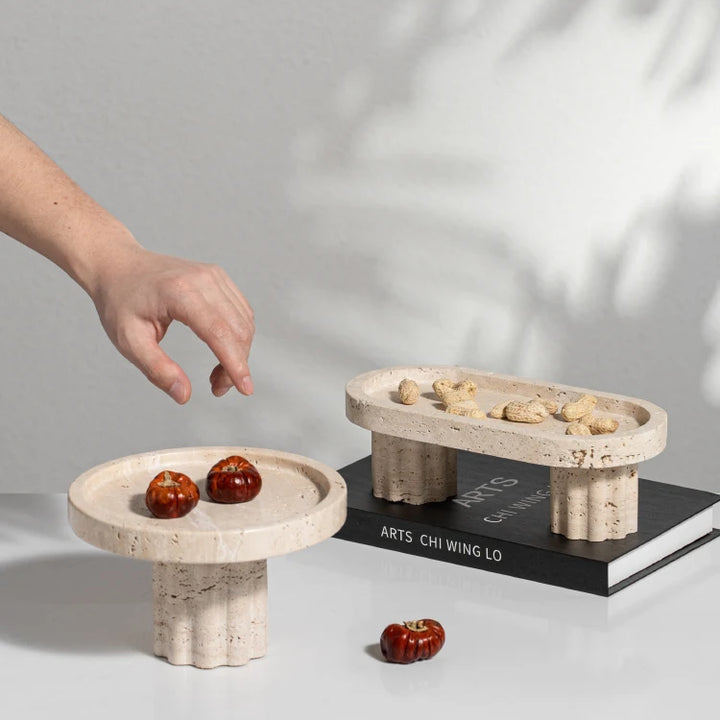 Travertine Marble Tray – Decorative Catchall for Perfume & Jewelry