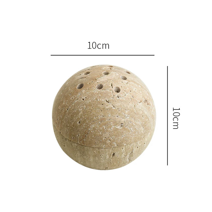 Beige Travertine 9-Hole Sphere Incense Burner