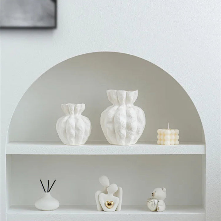Nordic White Ceramic Vase – Modern Centerpiece Decoration