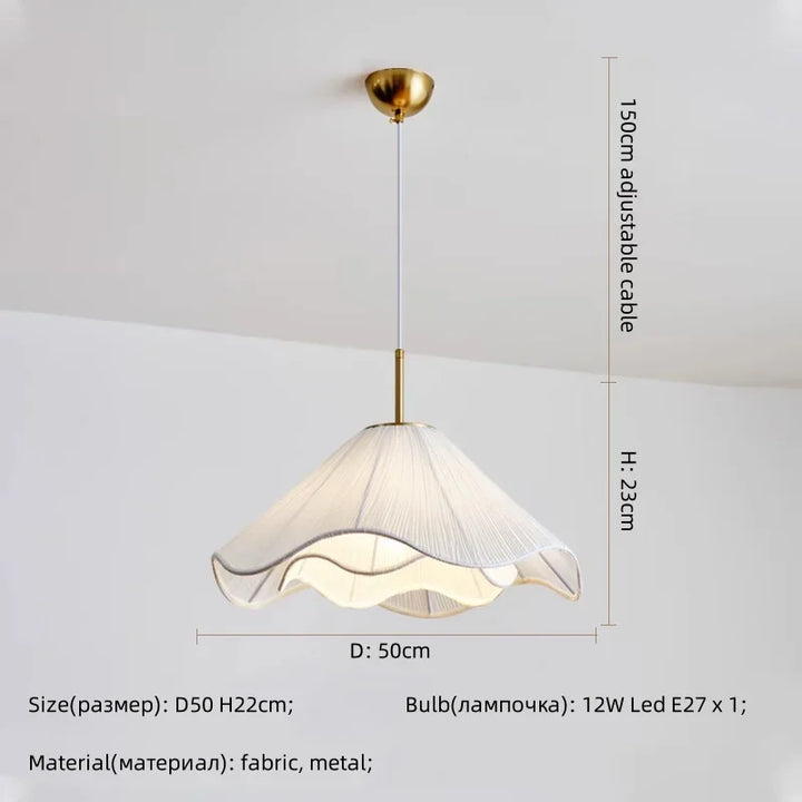 Nordic Fabric LED Chandelier – Modern White Pendant Light