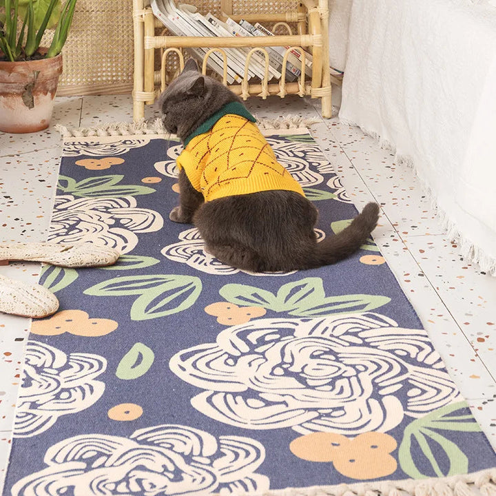 Nordic Moroccan Printed Carpet – Hand-Woven Cotton Rug