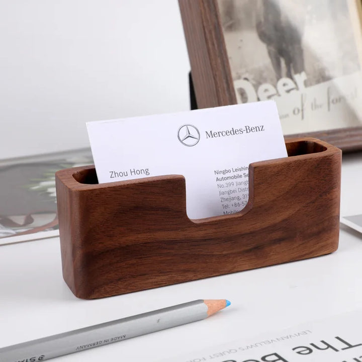 Wooden Business Card Holder – Office Desk Display Box