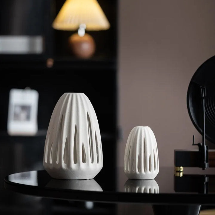 Nordic Ceramic Hollow Vase – Modern Centerpiece for Home & Office