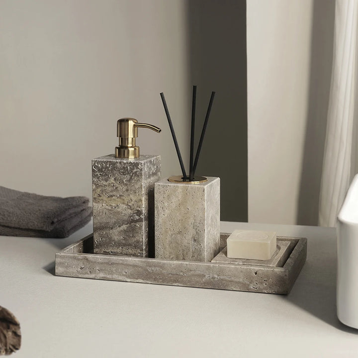 Grigio Travertine Bathroom Set – Natural Marble Accessories