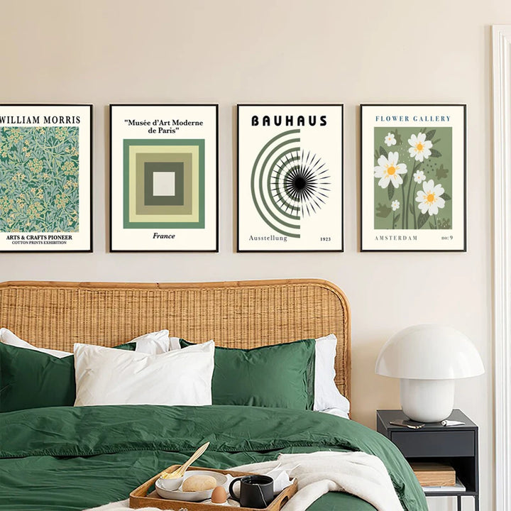 Green Abstract Bauhaus Canvas Poster for Wall Decor