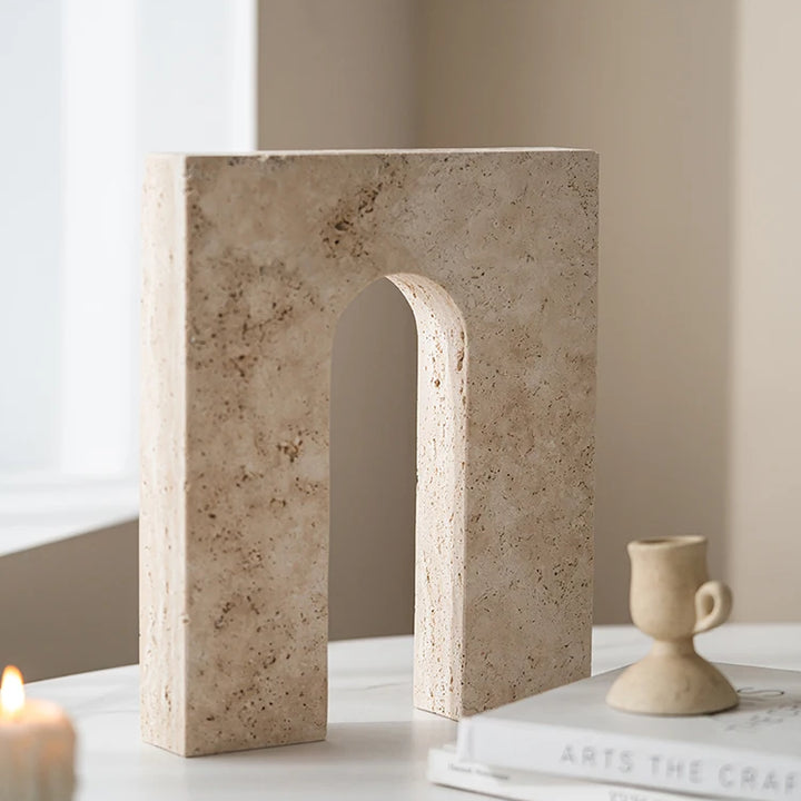 Archway Travertine Sculpture – Luxury Marble Home Décor