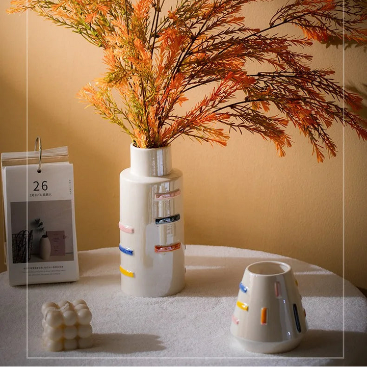 Colorful Ceramic Dopamine Vase – Modern Table Decor