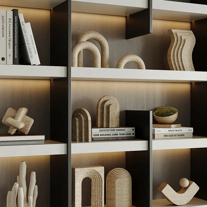 Modern Travertine Arch Sculpture – Decorative Statue