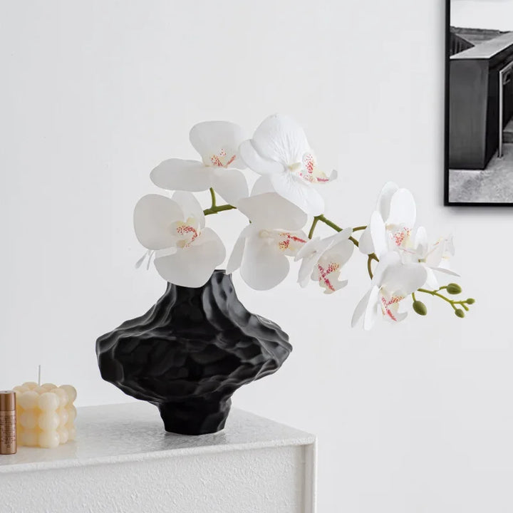 Geometric Stone Pattern Ceramic Vase – Modern Rockery-Style Decorative Flower Pot for Home & Tabletop