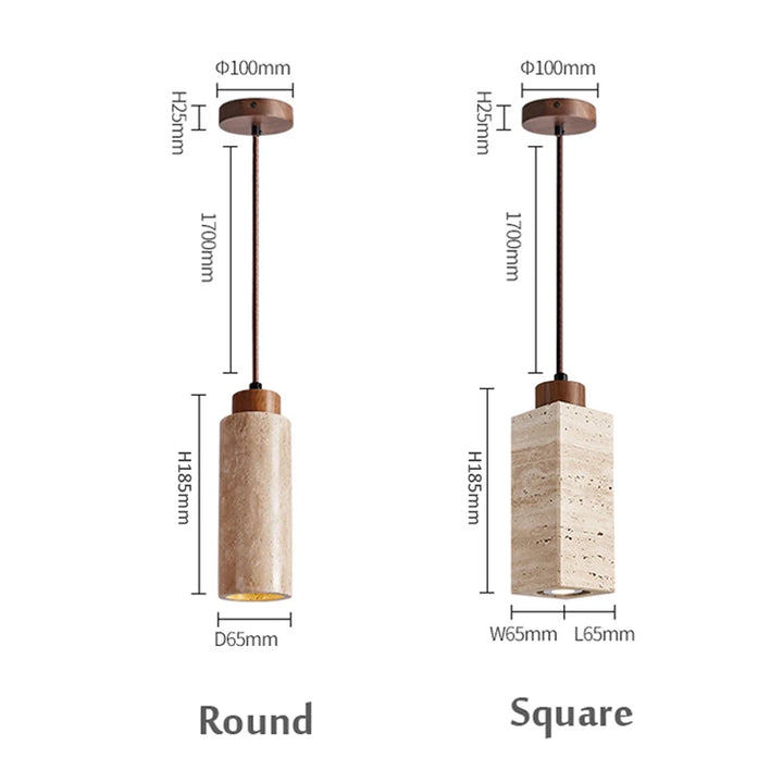 Yellow Travertine Pendant Lamp – Wabi-Sabi Marble Light