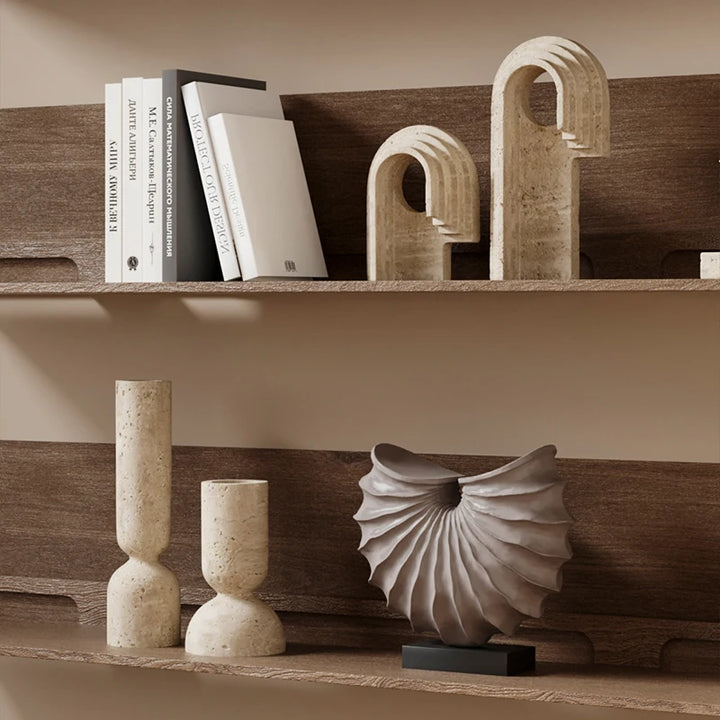 Travertine Archway Sculpture – Modern Stone Figurine for Shelf, Coffee Table, Bookshelf & TV Cabinet | Minimalist Home Decor