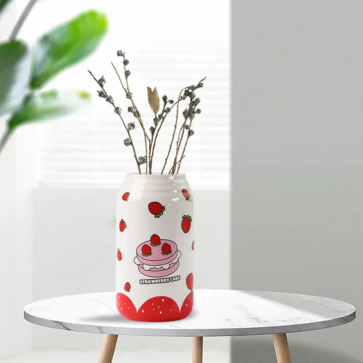 Pop Art Ceramic Can Vase – Modern Flower Holder