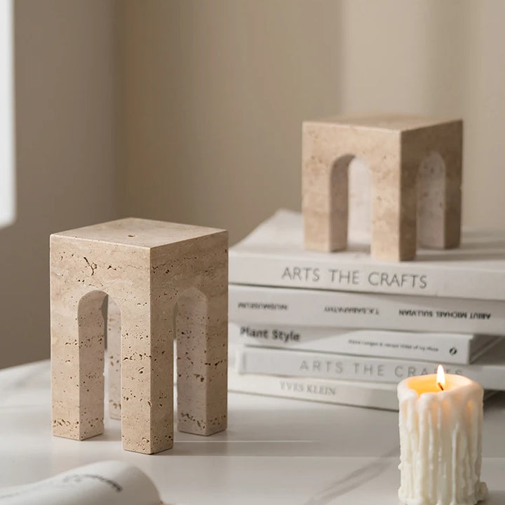 Archway Travertine Sculpture – Luxury Marble Home Décor