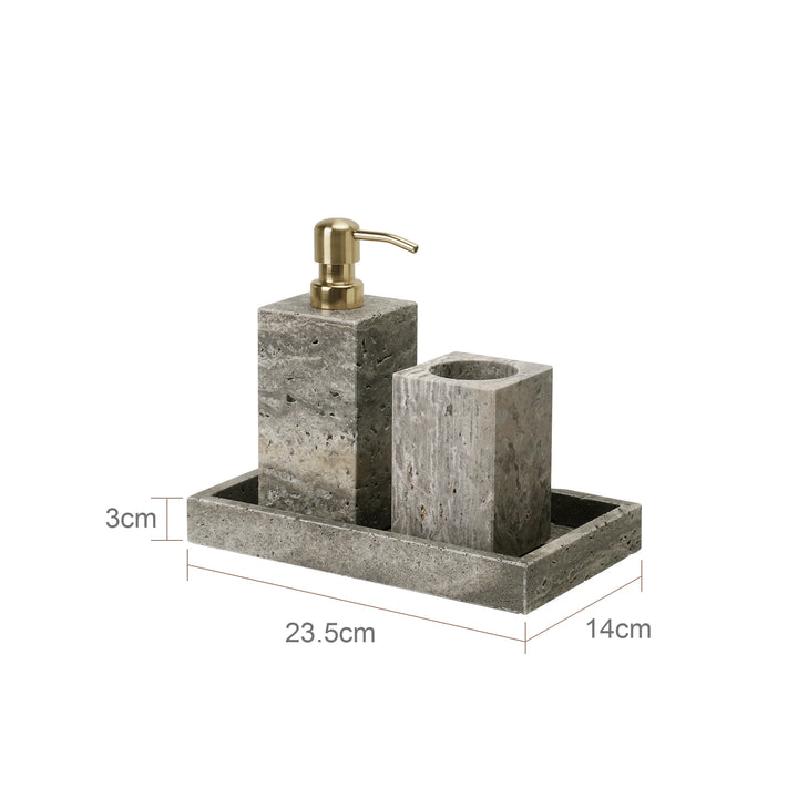 Grigio Travertine Bathroom Set – Natural Marble Accessories