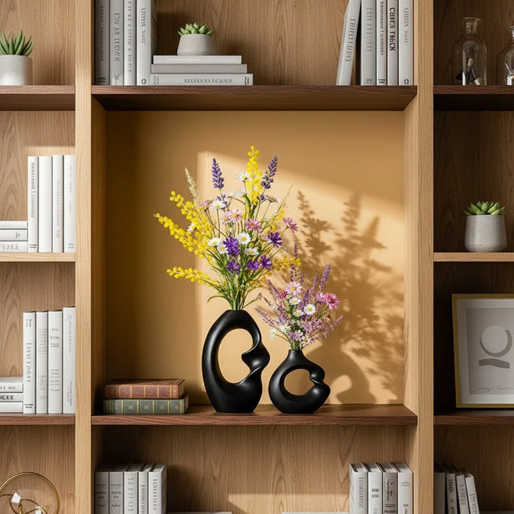 Matte Ceramic Vase Set of 2 – Nordic Pampas Grass Home Décor