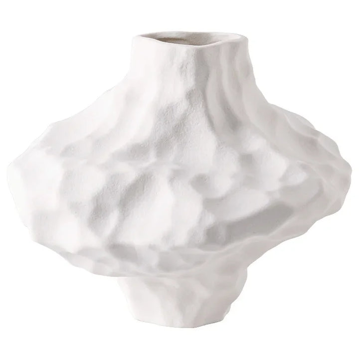 Geometric Stone Pattern Ceramic Vase – Modern Rockery-Style Decorative Flower Pot for Home & Tabletop