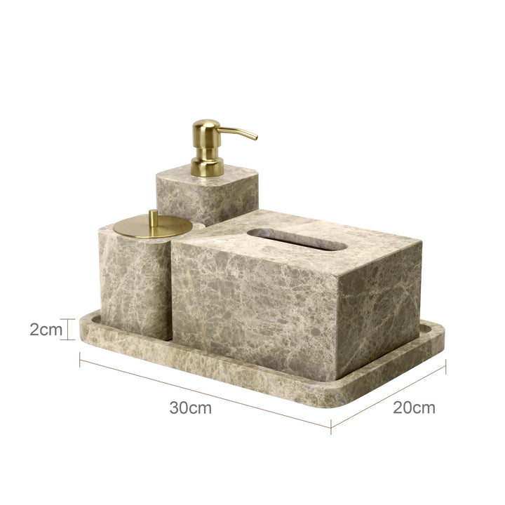 Emperador Marble Bathroom Set – Natural Stone Soap Dish & Tray