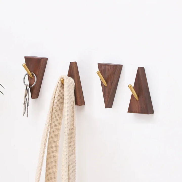 Gancho creativo de madera maciza de latón HeMu, sin perforaciones, para colgar ropa, abrigos, sombreros y bolsos.