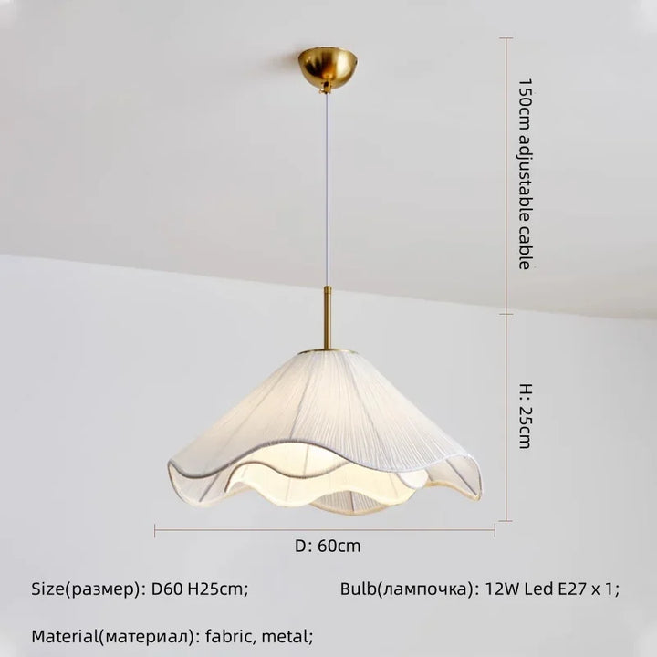 Nordic Fabric LED Chandelier – Modern White Pendant Light