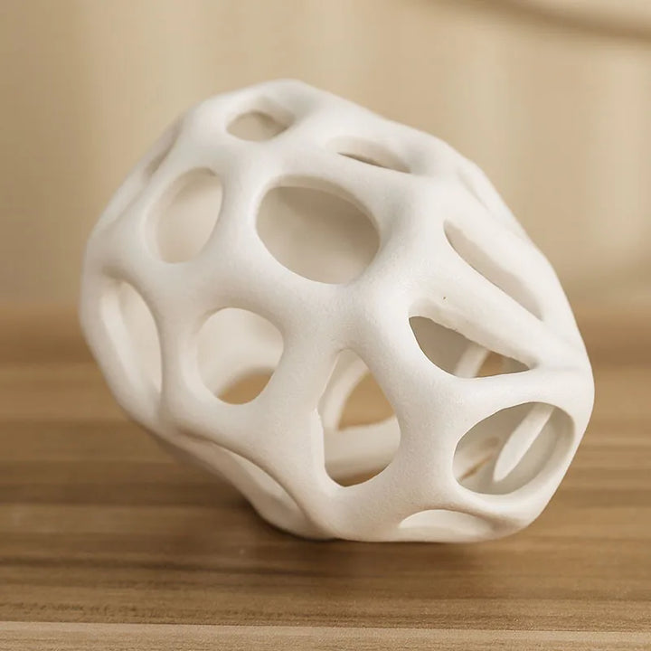 Hollow Out Ceramic Vase – White & Black Nordic Accent Decor for Home, Office & Living Room