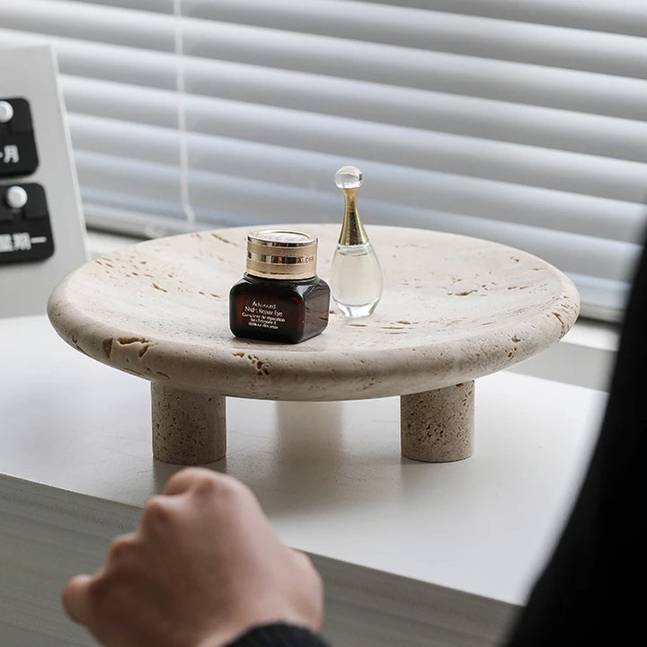 Wabi Sabi Travertine Decorative Tray – Marble Fruit Bowl