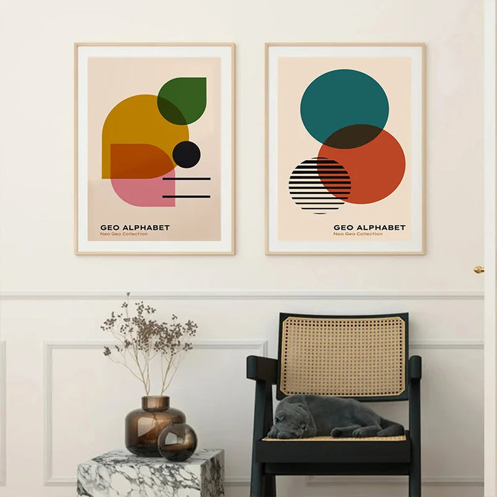 Vintage Bauhaus Geometric Canvas Print – Modern Wall Art