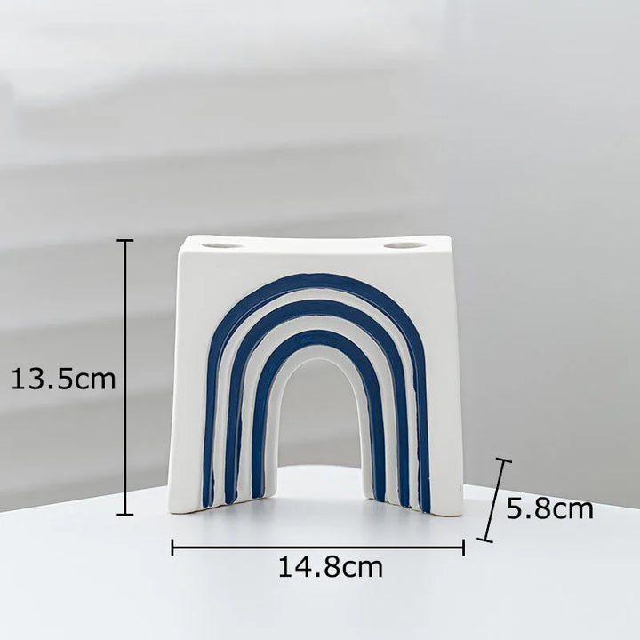 Blue and White Striped Ceramic Vase – Modern Decor