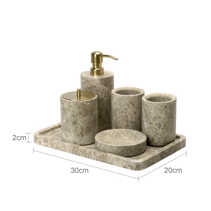 Emperador Marble Bathroom Set – Natural Stone Soap Dish & Tray