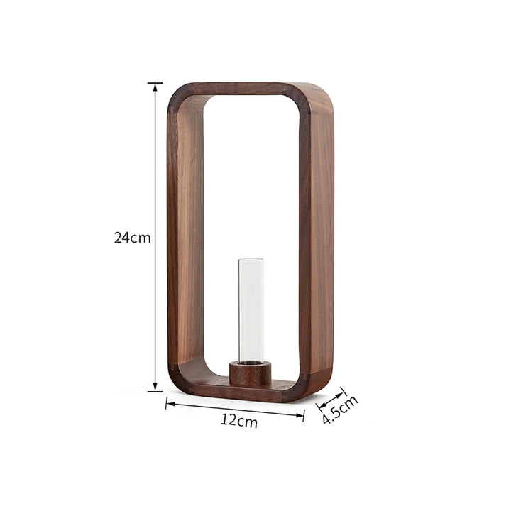 Rectangular Solid Wood Hydroponic Vase – Retro Glass Planter for Living Room, Tea Room & Dining Table Flower Arrangements