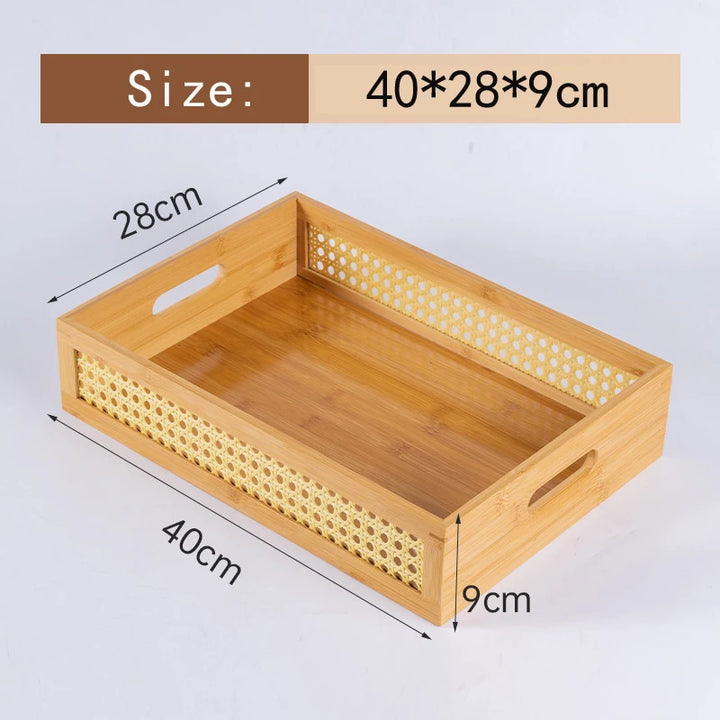 Bamboo Grid Storage Box with Acrylic Lid – Rectangular Organizer Tray for Cosmetics, Bedroom & Living Room