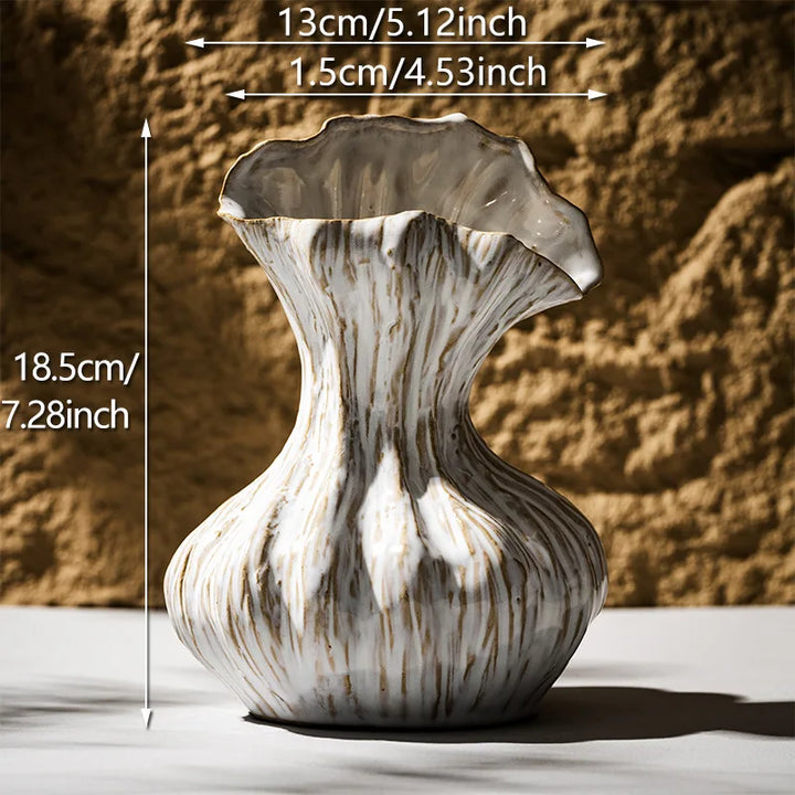 Wabi Sabi Ceramic Vase – Retro Centerpiece for Dried Flowers