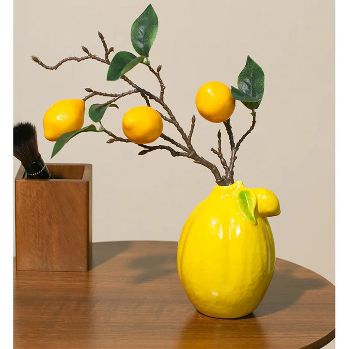 Creative Lemon Ceramic Vase – Modern Fruit Decor