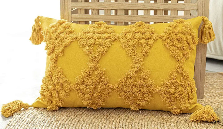 Boho Chenille Tufted Cushion Cover – Luxury with Tassels